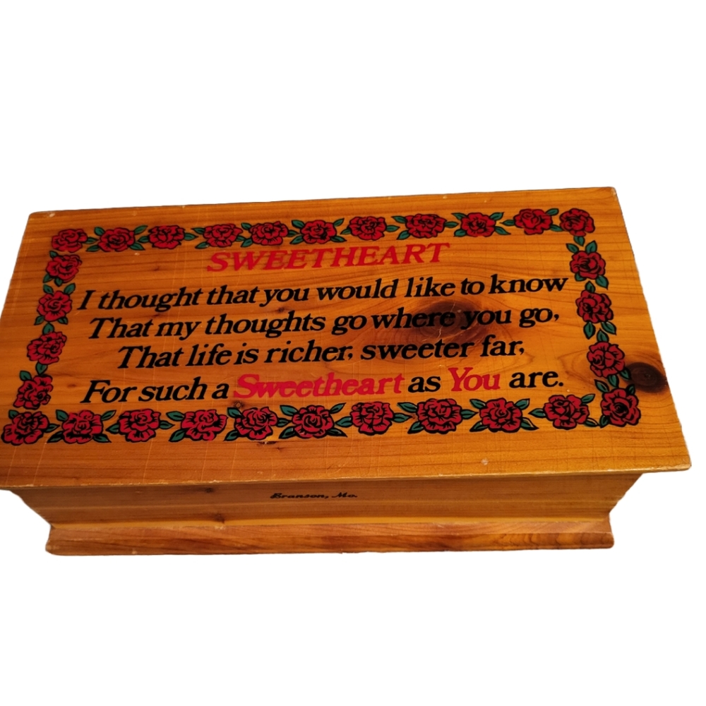 Mid-Century Cedar Keepsake Box w/Sweetheart Poem for What-Nots, Souvenirs, etc
